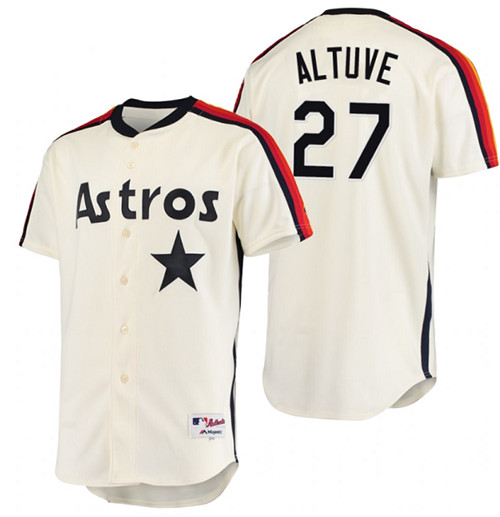 Men's Houston Astros Customized Cream Stitched Baseball Jersey